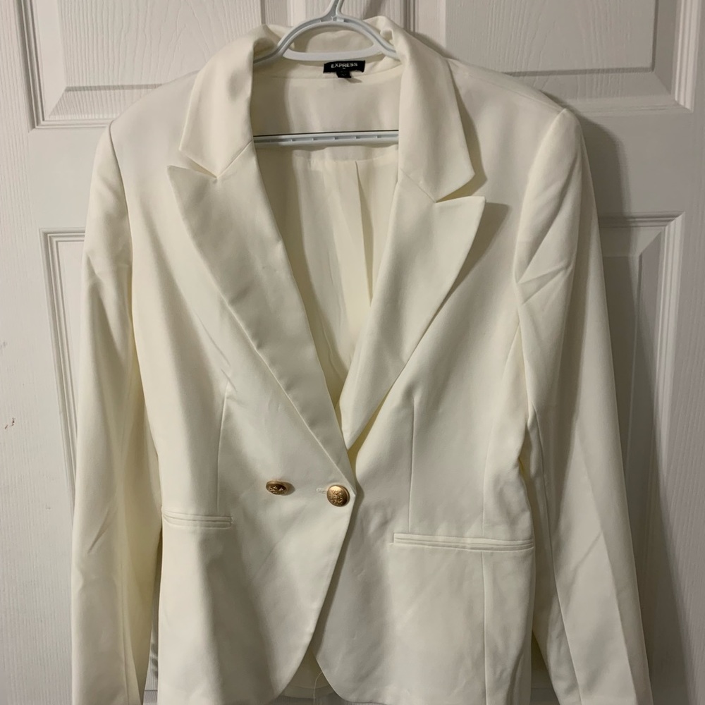 Express Cream Blazer with Gold Buttons